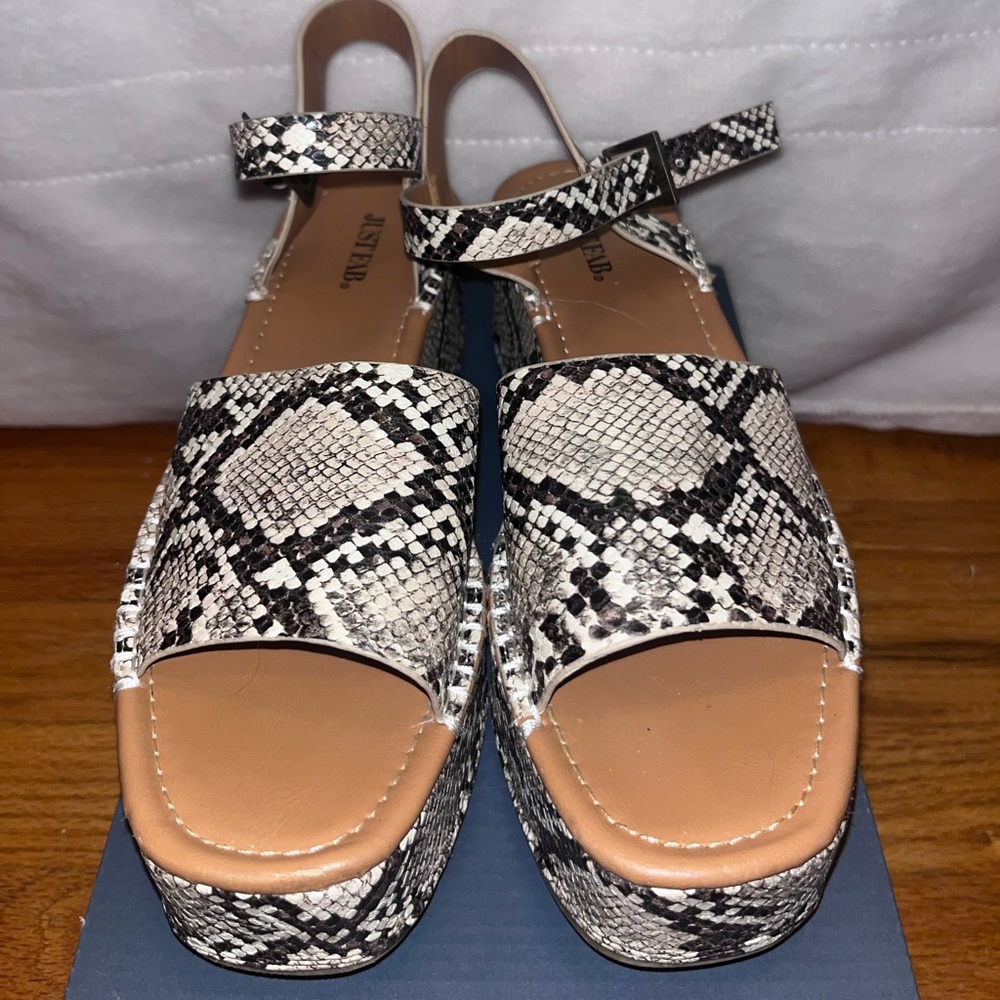 JustFab Snakeskin Platform Sandals